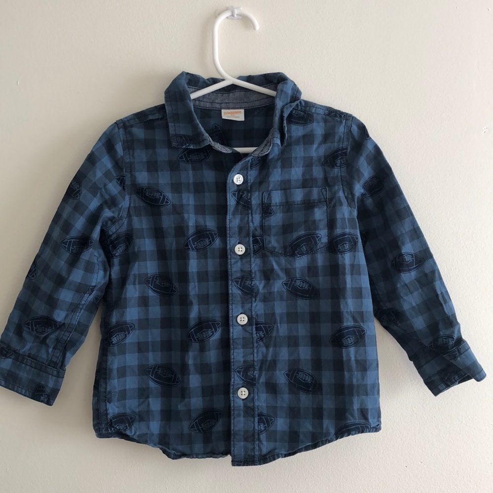 GYMBOREE plaid blue football button up 2T